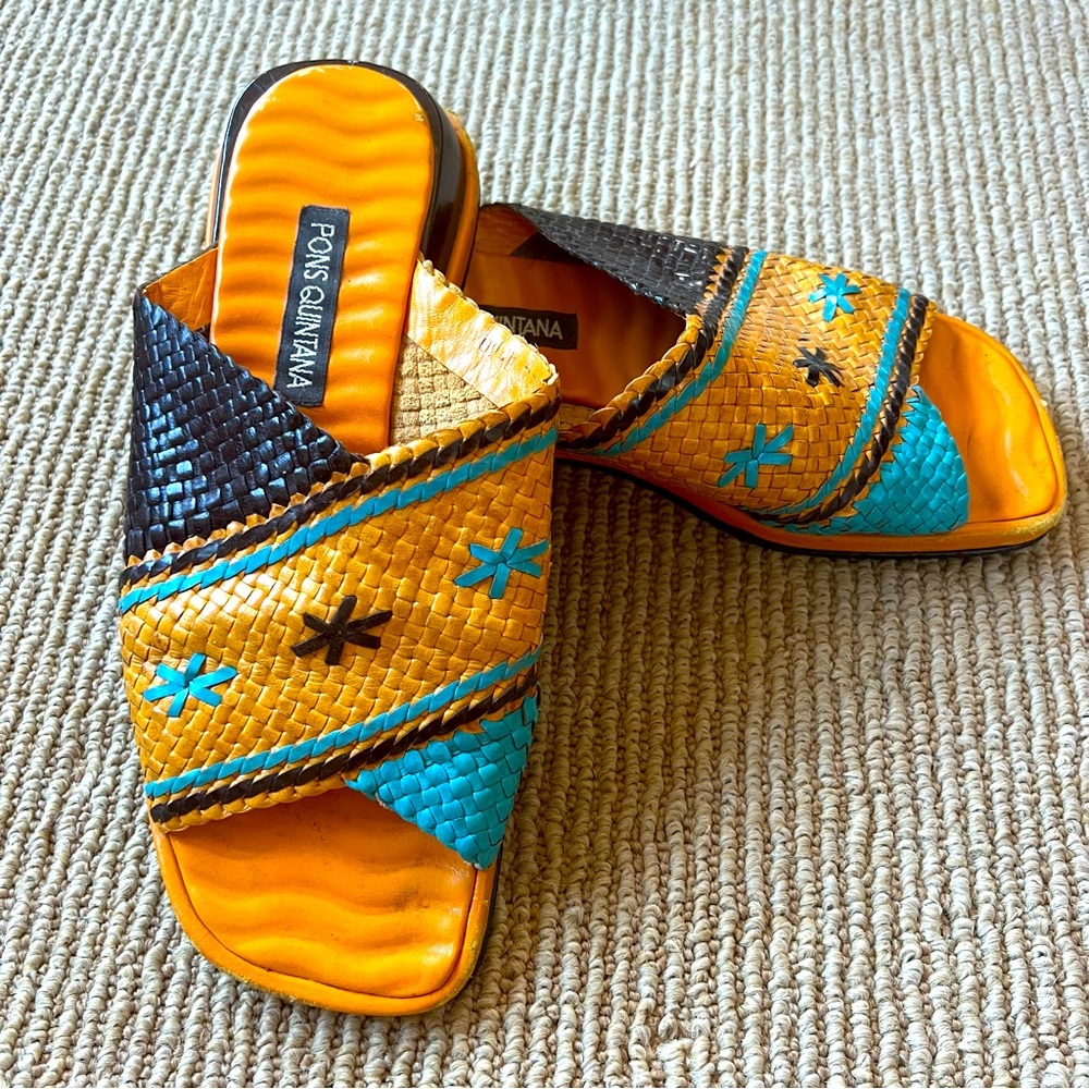 Pons Quintana hand woven Spanish wedge slides size 9 women